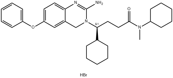 3(4H)-QuinazolinebutanaMide, 2-aMino-N,g-dicyclohexyl-N-Methyl-6-phenoxy-, (hydrobroMide) (1:1), (gS)- , (HBr salt) 结构式