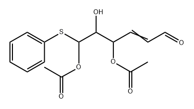 L-threo-Hex-2-enodialdose, 2,3-dideoxy-, 6-(S-phenyl monothioacetal), 4,6-diacetate, (E)- 结构式