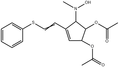 3-Cyclopentene-1,2-diol, 5-(hydroxymethylamino)-4-2-(phenylthio)ethenyl-, 1,2-diacetate, 1S-1.alpha.,2.beta.,4(E),5.beta.- 结构式