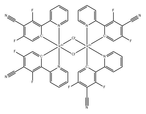 二Μ氯四[4-氰基-3,5-二氟-2-(2-吡啶基-KN)苯基-KC]二铱 结构式