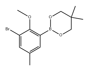 2-(3-Bromo-2-methoxy-5-methylphenyl)-5,5-dimethyl-1,3,2-dioxaborinane 结构式