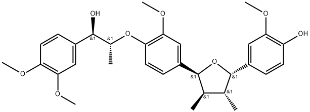 (-)-3,4-Dimethoxy-α-[1-[2-methoxy-4-[tetrahydro-5-(4-hydroxy-3-methoxyphenyl)-3,4-dimethylfuran-2-yl]phenoxy]ethyl]benzenemethanol 结构式