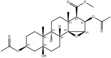 methyl 2,7-bis(acetyloxy)-5a-hydroxy-9a,11a-dimethylhexadecahydronaphtho[1',2':6,7]indeno[1,7a-b]oxirene-1-carboxylate 结构式