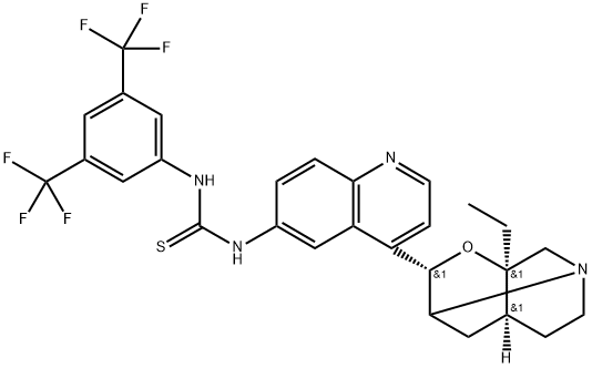 N-[3,5-双(三氟甲基)苯基] -N'-[(3Α,9S)-3,9-环氧-10,11-二氢奎宁-6'-基]硫脲 结构式