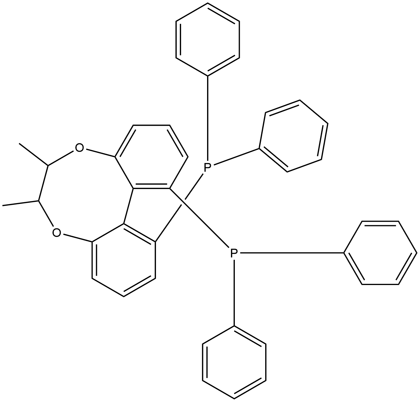 (6R,7R,12AS)-(6,7-二甲基-6,7-二氢二苯并[E,G][1,4]二氧杂环己烷-1,12-二基)双(二苯基膦) 结构式