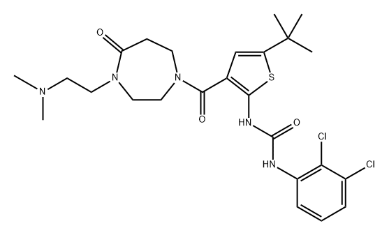 Urea, N-(2,3-dichlorophenyl)-N'-[3-[[4-[2-(dimethylamino)ethyl]hexahydro-5-oxo-1H-1,4-diazepin-1-yl]carbonyl]-5-(1,1-dimethylethyl)-2-thienyl]-