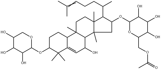[3β-(β-D-Xylopyranosyloxy)-7β-hydroxycucurbita-5,24-dien-16β-yl]6-O-acetyl-β-D-glucopyranoside 结构式