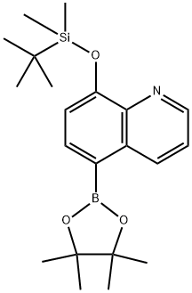 8-((叔丁基二甲基甲硅烷基)氧基)-5-(4,4,5,5-四甲基-1,3,2-二氧硼杂环戊烷-2-基)喹啉 结构式