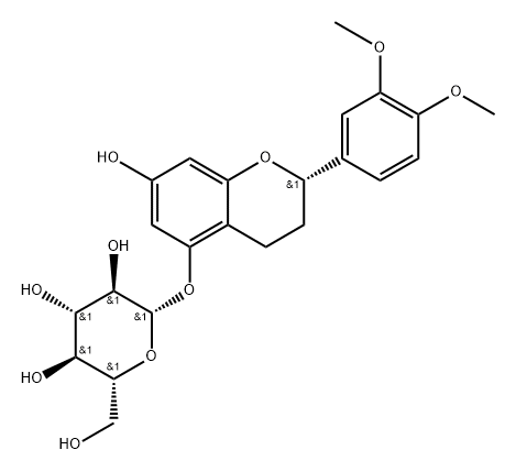 [(S)-2-(3,4-Dimethoxyphenyl)-3,4-dihydro-7-hydroxy-2H-1-benzopyran-5-yl]β-D-glucopyranoside 结构式