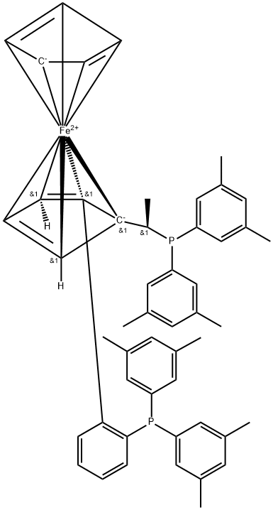 (R)-(+)-1-[(R)-2-(2'-Di-3,5-xylylphosphinophenyl)ferrocenyl]ethyldi-3,5-xylylphosphine 结构式