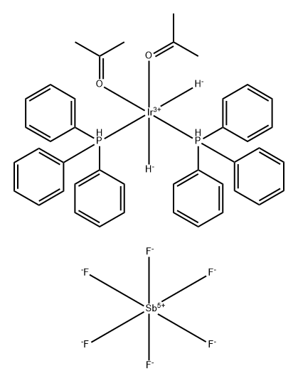 二氢双(2-丙酮基)双(三苯基膦)铱六氟锑酸盐 结构式