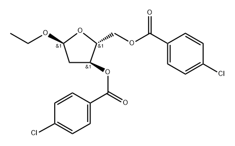 α-D-erythro-Pentofuranoside, ethyl 2-deoxy-, bis(4-chlorobenzoate) (9CI) 结构式