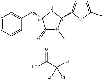 (2S,5S)-5-苄基-3-甲基-2-(5-甲基-2-呋喃基)-4-咪唑烷酮 三氯乙酸 结构式