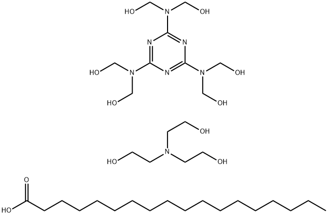 Octadecanoic acid, reaction products with hexamethylolmelamine, compds. with triethanolamine 结构式