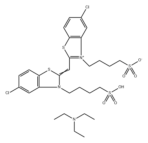 4-[5-氯-2-[5-氯-3-(4-磺酸基丁基)苯并噻唑啉-2-亚基甲基]-3-三乙铵 结构式