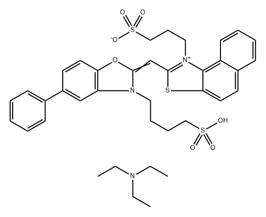 3-[2-[[5-苯基-3-(4-磺酰氧丁基)-2(3H)-苯并恶唑]亚基甲基]-1-萘并[1,2-D]噻唑]丙磺酸三乙胺盐 结构式