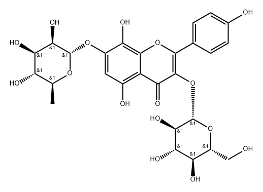 草质素-3-O-Β-D-吡喃葡萄糖-7-O-Α-L-鼠李糖苷 结构式