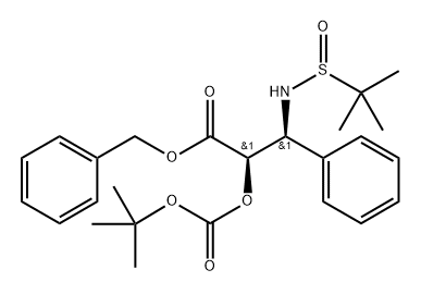 (SR,2R,3S)-2-(O-Boc)-3-(tert-butylsulfinyl)-3-phenylisoserine benzyl ester 结构式