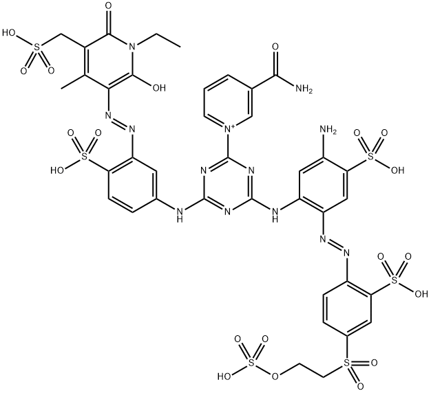 Pyridinium,  3-(aminocarbonyl)-1-[4-[[5-amino-4-sulfo-2-[[2-sulfo-4-[[2-(sulfooxy)ethyl]sulfonyl]phenyl]azo]phenyl]amino]-6-[[3-[[1-ethyl-1,6-dihydro-2- 结构式