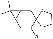 7,7-二甲基螺环[双环[4.1.0]庚烷-3,2'-[1,3]二氧环烷]-4-醇 结构式