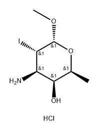 α-L-Galactopyranoside, methyl 3-amino-2,3,6-trideoxy-2-iodo-, hydrochloride (1:1) 结构式