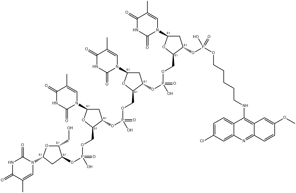 2-methoxy-6-chloro-9-aminoacridinyl-N-pentamethylene tetrathymidylic acid 结构式