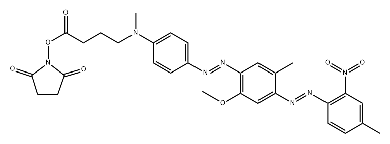 Butanoic acid, 4-[[4-[2-[2-methoxy-5-methyl-4-[2-(4-methyl-2-nitrophenyl)diazenyl]phenyl]diazenyl]phenyl]methylamino]-, 2,5-dioxo-1-pyrrolidinyl ester 结构式
