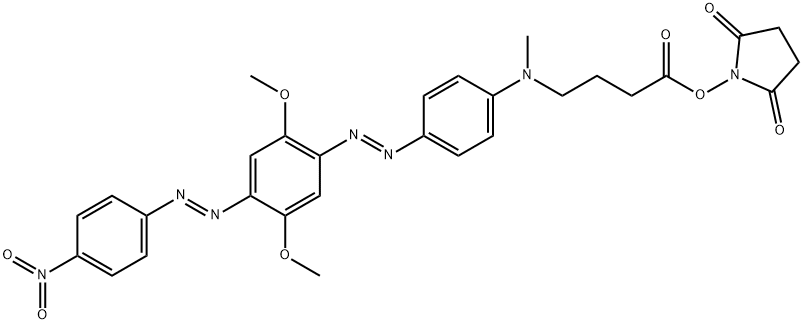 Butanoic acid, 4-[[4-[2-[2,5-dimethoxy-4-[2-(4-nitrophenyl)diazenyl]phenyl]diazenyl]phenyl]methylamino]-, 2,5-dioxo-1-pyrrolidinyl ester 结构式