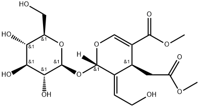 (5E,6S)-4β-(2-Methoxy-2-oxoethyl)-5-(2-hydroxyethylidene)-6α-(β-D-glucopyranosyloxy)-5,6-dihydro-4H-pyran-3-carboxylic acid methyl ester 结构式