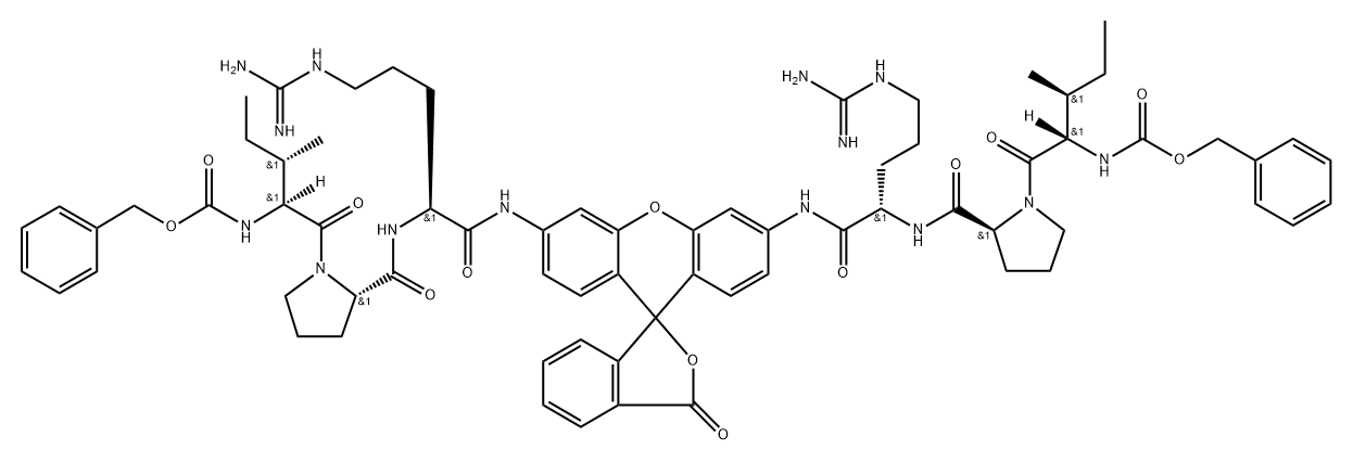 bis(benzyloxycarbonylisoleucyl-propyl-argininamide)rhodamine 结构式