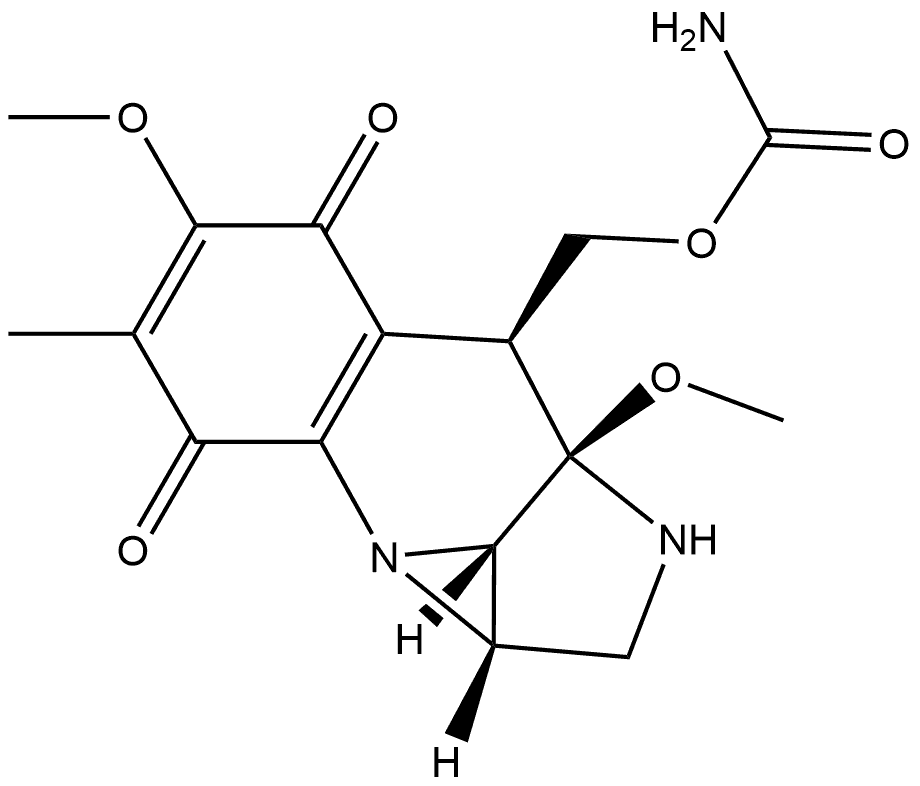 2,7b-Diazabenzo[f]cycloprop[cd]indene-4,7-dione, 3-[[(aminocarbonyl)oxy]methyl]-1,2,2a,3,7c,7d-hexahydro-2a,5-dimethoxy-6-methyl-, (2aR,3S,7cS,7dS)- (9CI) 结构式