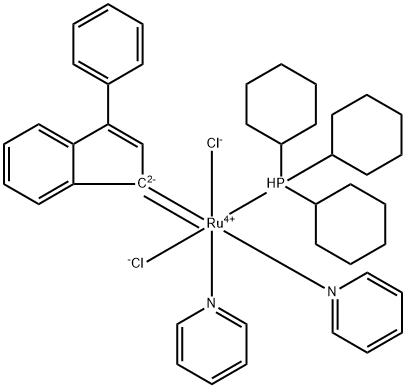二吡啶-二氯-(3-苯基-1H-茚-1-亚基)(三环己基膦)钌 结构式