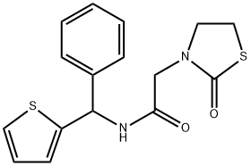 2-(2-氧代噻唑烷-3-基)-N-(苯基(噻吩-2-基)甲基)乙酰胺 结构式