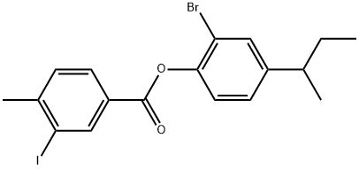 2-Bromo-4-(1-methylpropyl)phenyl 3-iodo-4-methylbenzoate 结构式