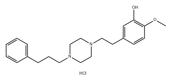 2-Methoxy-5-[2-[4-(3-phenylpropyl)-1-piperazinyl]ethyl]phenol dihydrochloride 结构式