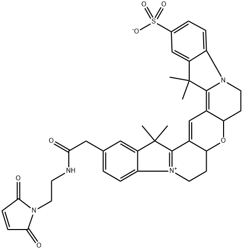 5'',6'':3',4']dipyrido[1,2-a:1',2'-a']diindol-5-ium, 2-[2-[[2-(2,5-dihydro-2,5-dioxo-1H-pyrrol-1-yl)ethyl]amino]-2-oxoethyl]-6,7,7a,8a,9,10,16,18-octahydro-16,16,18,18-tetramethyl-14-sulfo-, inner salt 结构式