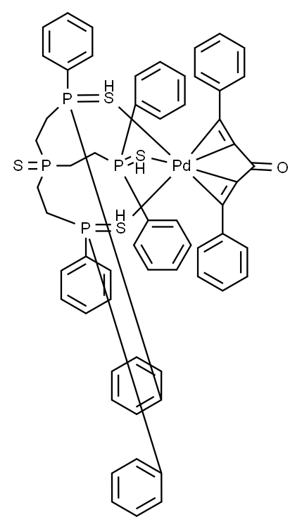 Palladium, [(1,2,4,5-η)-1,5-diphenyl-1,4-pentadien-3-one][tris[2-(diphenylphosphinothioyl-κS)ethyl]phosphine sulfide-κS]- 结构式