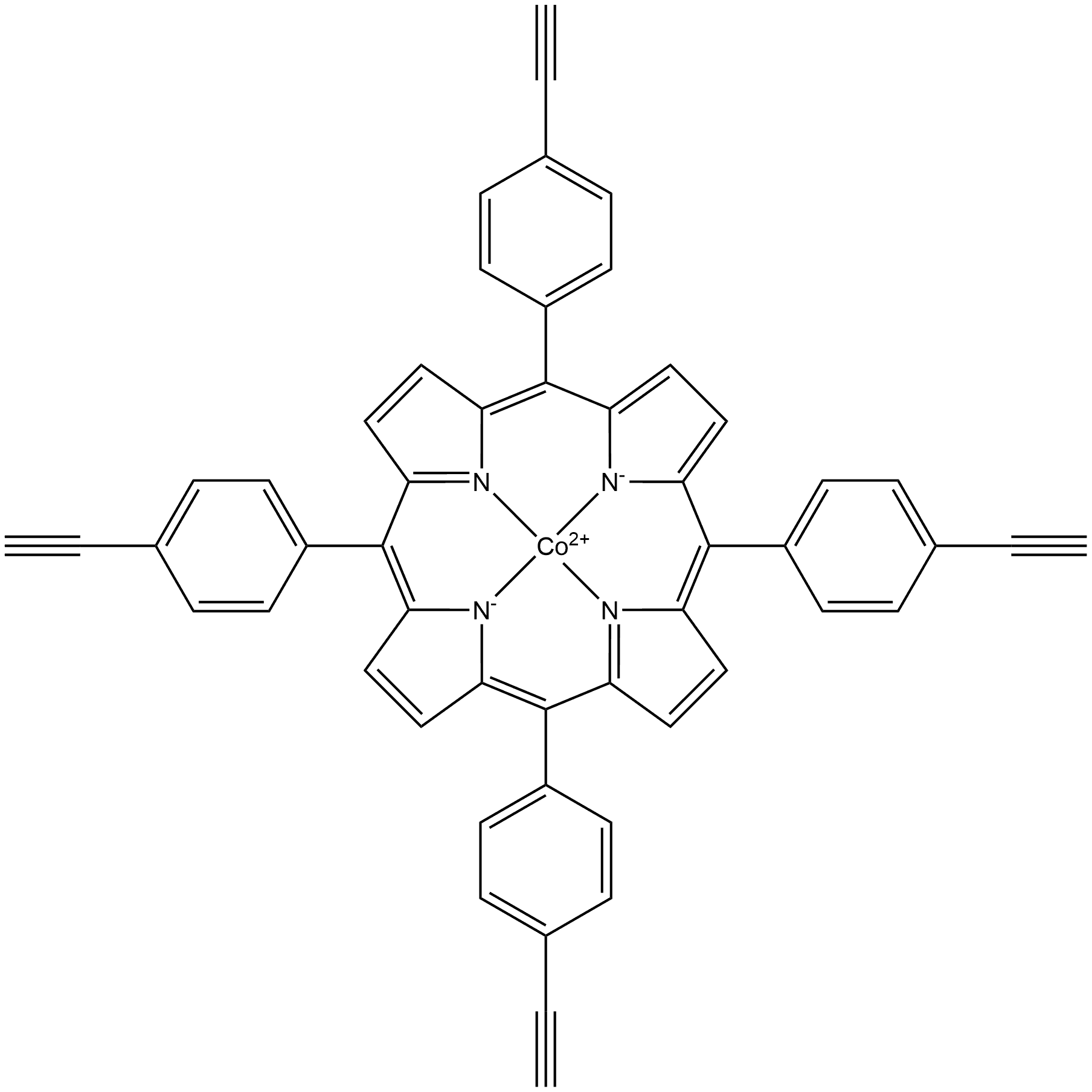 5,10,15,20-四(4-(乙炔基苯基))卟啉钴(II) 结构式