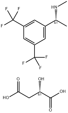 (2S)-2-羟基丁二酸和 (ALPHAR)-N,ALPHA-二甲基-3,5-双(三氟甲基)苄胺化合物 结构式