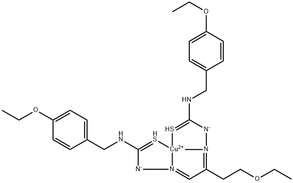 Hydrazinecarbothioamide, 2,2'-[1-(2-ethoxyethyl)-1,2-ethanediylidene]bis[N-[(4-ethoxyphenyl)methyl]-, copper complex 结构式