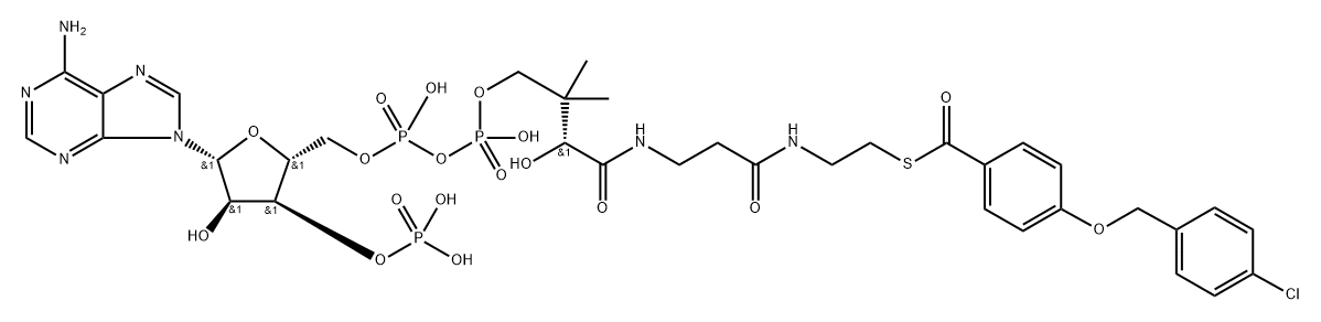 4-(4'-chlorobenzyloxy)benzoyl-coenzyme A 结构式