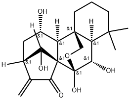 Kaur-16-en-15-one, 7,20-epoxy-6,7,11,14-tetrahydroxy-, (6β,7α,11β,14R)- 结构式