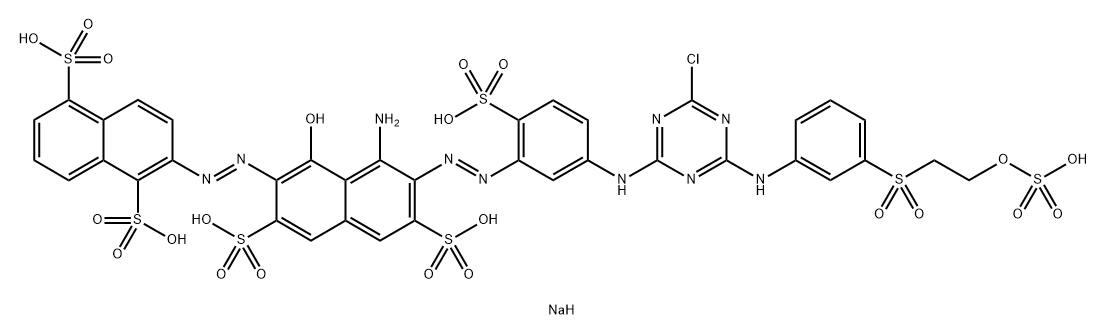 1,5-Naphthalenedisulfonic acid, 2-8-amino-7-5-4-chloro-6-3-2-(sulfooxy)ethylsulfonylphenylamino-1,3,5-triazin-2-ylamino-2-sulfophenylazo-1-hydroxy-3,6-disulfo-2-naphthalenylazo-, hexasodium salt 结构式