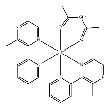 乙酰丙酮酸二(2-甲基-3-苯基吡嗪-C2,N)合铱 结构式