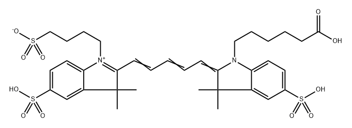 3H-Indolium, 2-[(1E,3E)-5-[1-(5-carboxypentyl)-1,3-dihydro-3,3-dimethyl-5-sulfo-2H-indol-2-ylidene]-1,3-pentadien-1-yl]-3,3-dimethyl-5-sulfo-1-(4-sulfobutyl)-, inner salt 结构式