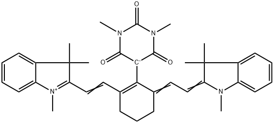 2-[2-[3-[2-(1,3-二氫-1,3,3-三甲基-2H-吲哚-2-亞基)亞乙基]-2-(六氫-1,3-二甲基-2,4,6-三氧代-5-嘧啶基)-1-環己烯-1-基]乙烯基]-1,3,3-三甲基-3H-吲哚內鹽 结构式