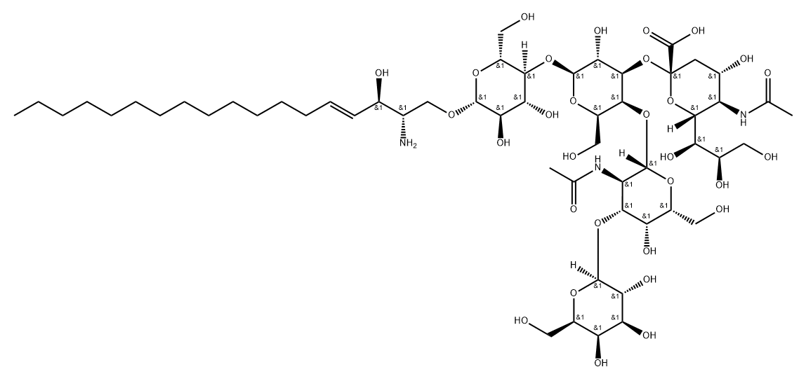 beta-D-Gal-(1->3)-beta-D-GalNAc-(1->4)-[alpha-Neu5Ac-(2->3)]-beta-D-Gal-(1->4)-beta-D-Glc-(1<->1')-Sph 结构式