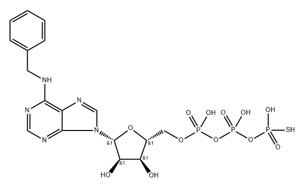 Adenosine 5'-(trihydrogen diphosphate), N-(phenylmethyl)-, P'-anhydride with phosphorothioic acid 结构式