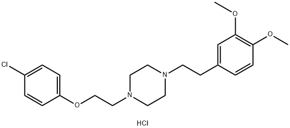 Piperazine, 1-[2-(4-chlorophenoxy)ethyl]-4-[2-(3,4-dimethoxyphenyl)ethyl]-, dihydrochloride 结构式