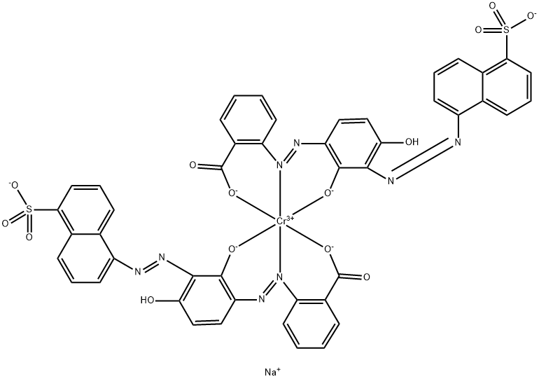 双[2-[[2,4-二羟基-3-[(5-磺基-1-萘基)偶氮]苯基]偶氮]苯甲酸镉盐]三钠盐 结构式